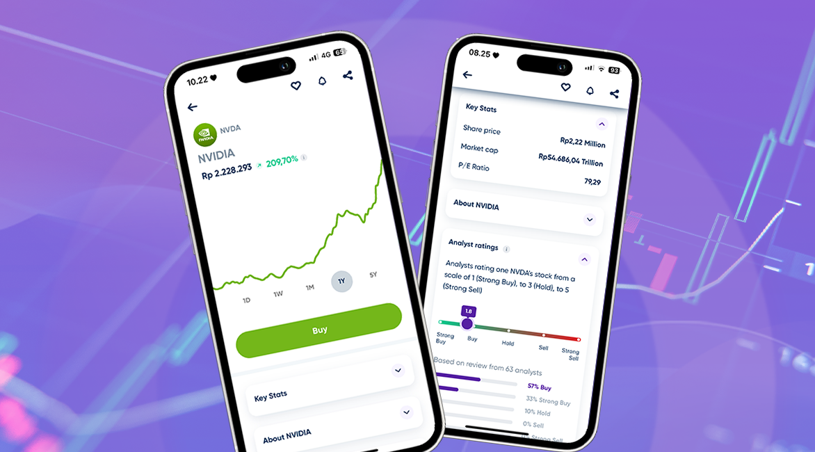 Tampilan saham NVIDIA pada aplikasi Nanovest