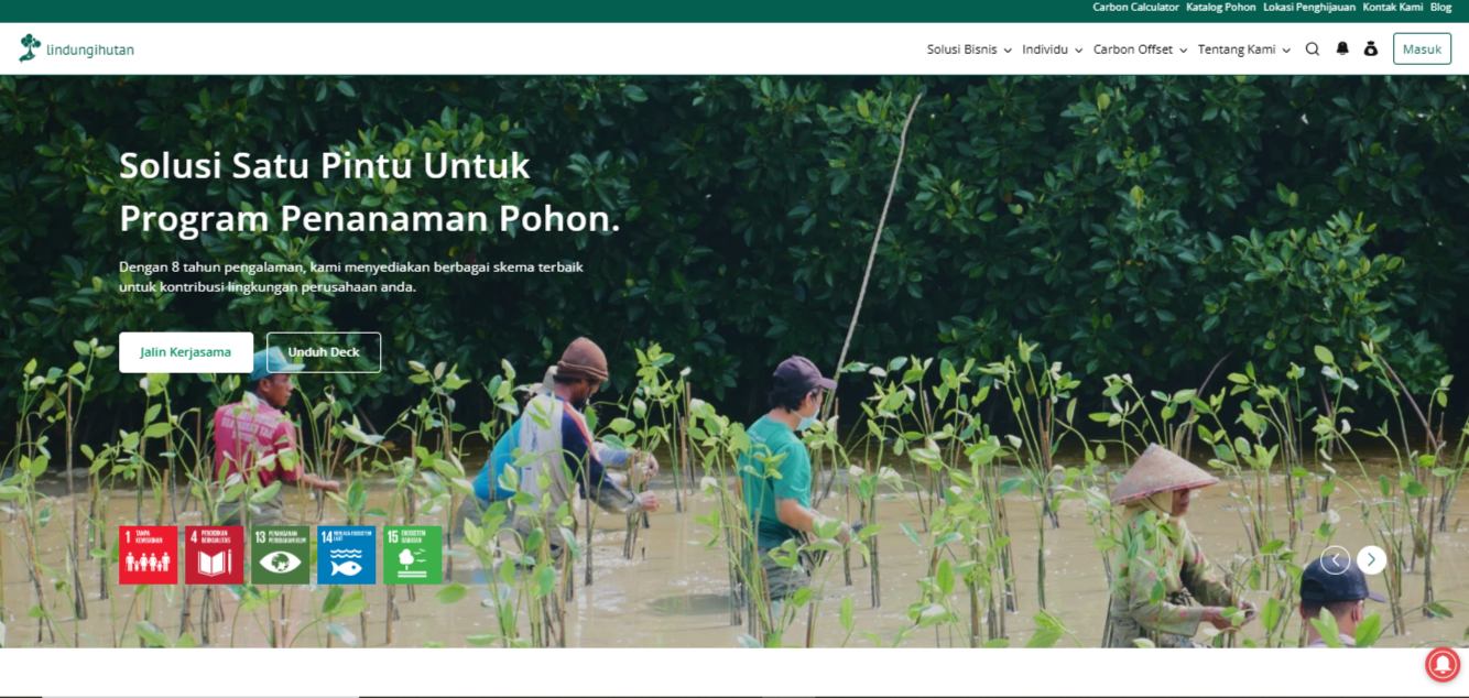 Tampilan homepage baru LindungiHutan.