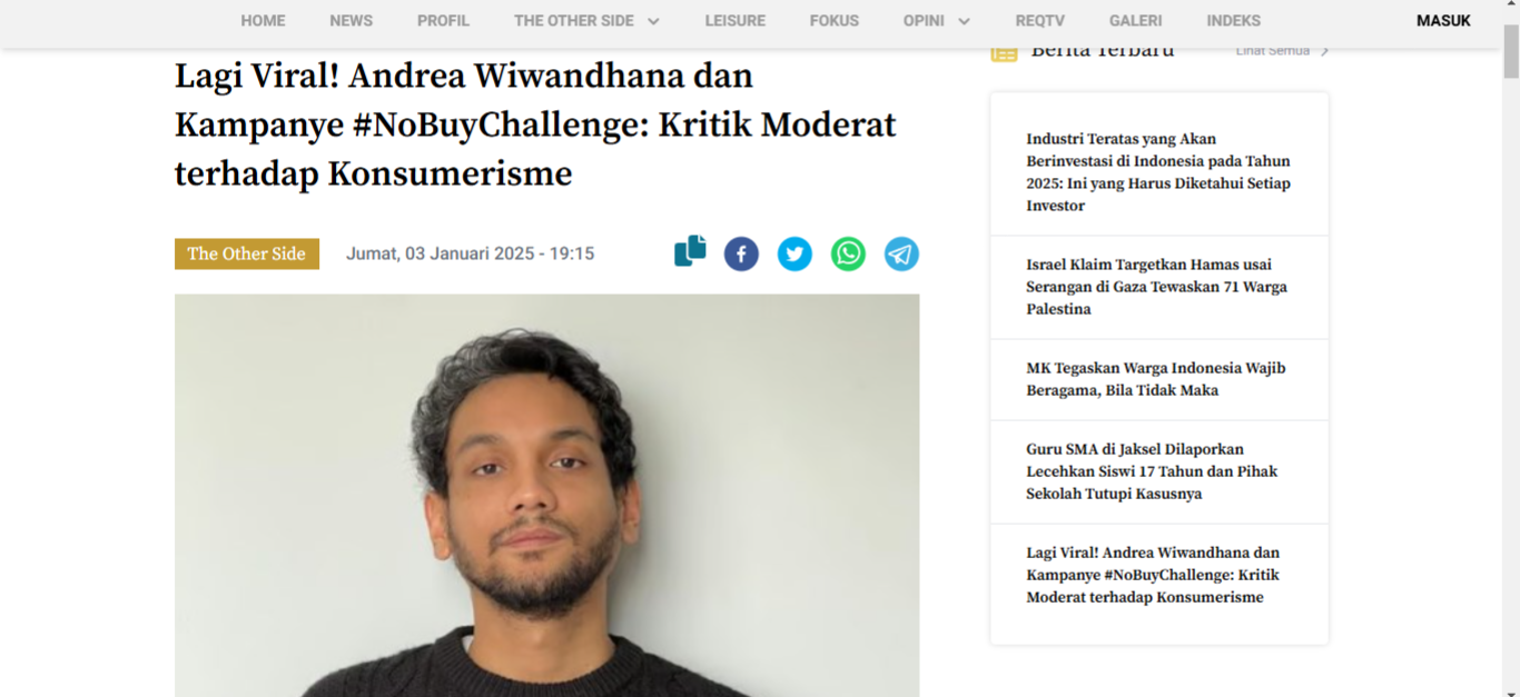 Contoh pengembangan reputasi digital, Pendiri CLAV Digital, Andrea Wiwandhana